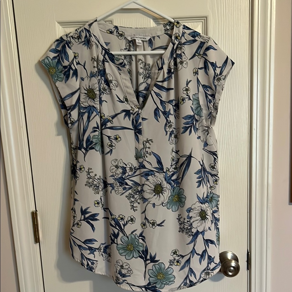 Stitch Fix Floral Print Women's Top - Blue and White